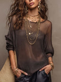 Bohemian Holiday Sheer Mesh Long Sleeve Top