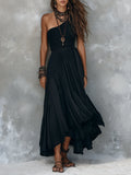 Bohemian One-shoulder Maxi Dress With Ruffled Hem