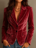 Elegant Dark Burgundy Velvet Blazer